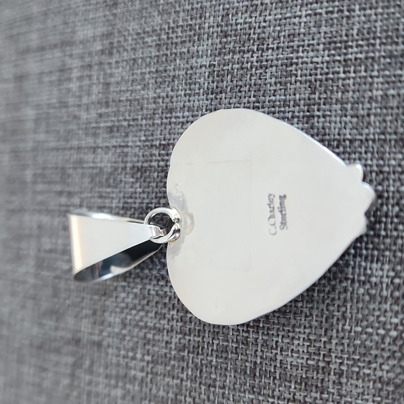 Stunning NWOT Native American Navajo Orange Spiny Oyster Heart Pendant 🧡🎁🍊 - Picture 5 of 10